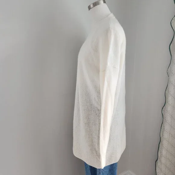 Saks Fifth Avenue 100% Cashmere Cream Cardigan Size: Medium - Picture 9 of 15